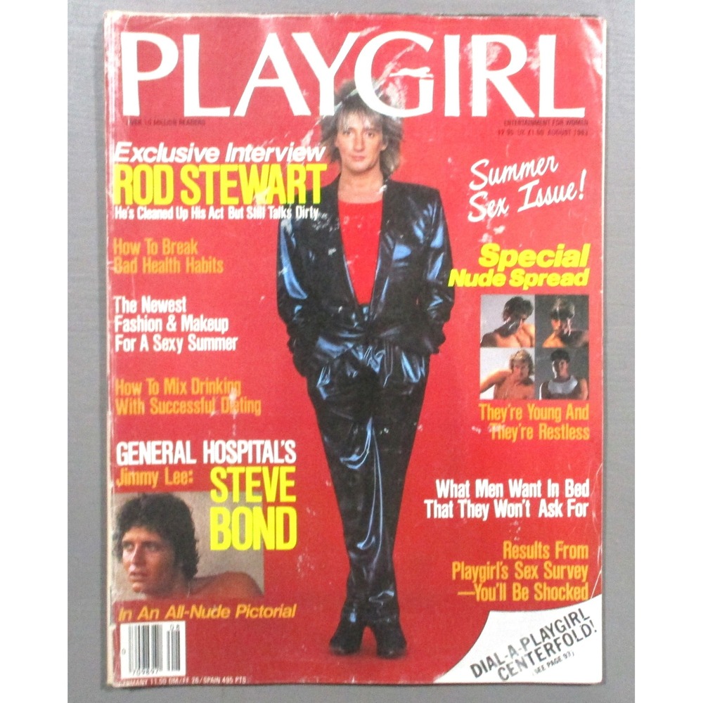 Playgirl Magazine August 1983 Rod Stewart Steve Bond Summer Sex Issue Vintage